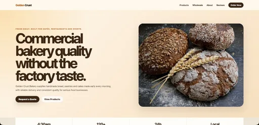 Golden Crust Bakery website homepage