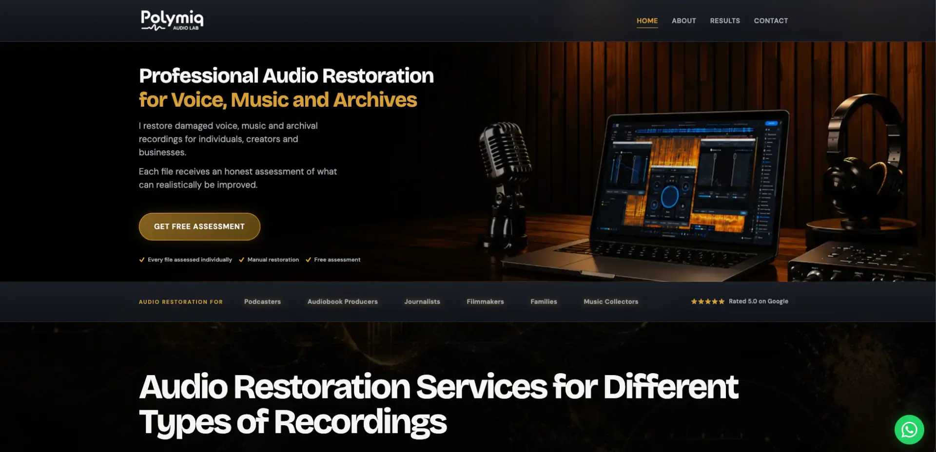 Polymiq Audio Lab audio restoration website